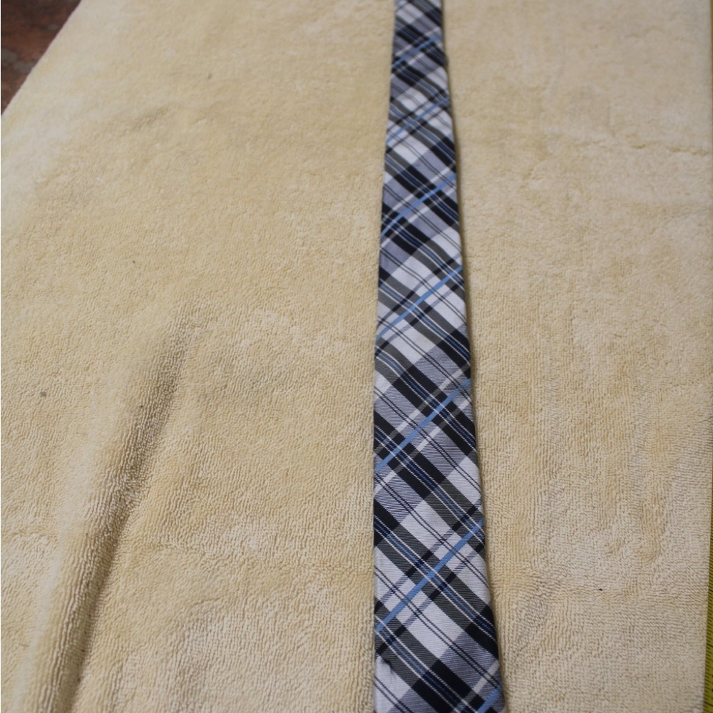 Original Penguin men’s Plaid Tie with Black and Blue Accents